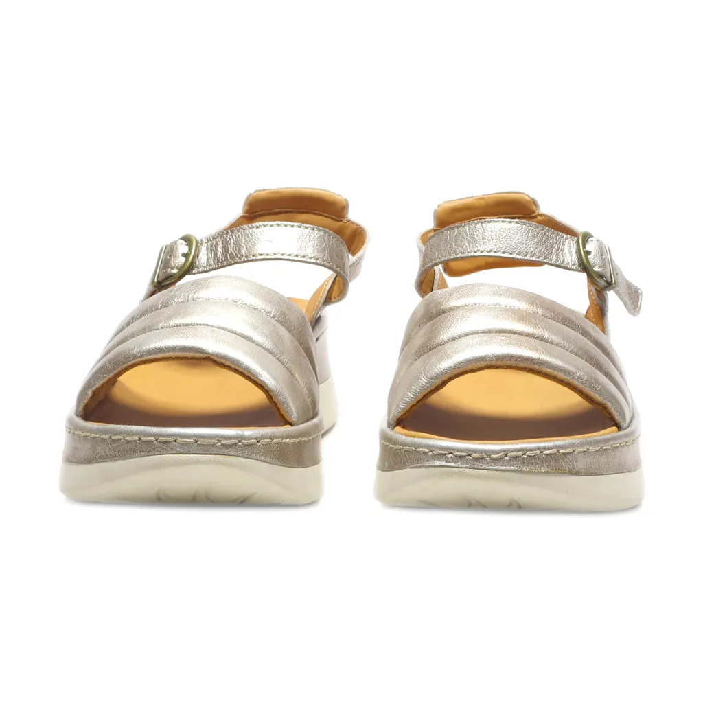 Born Wedge Sandals Leather Silver Colour For Women