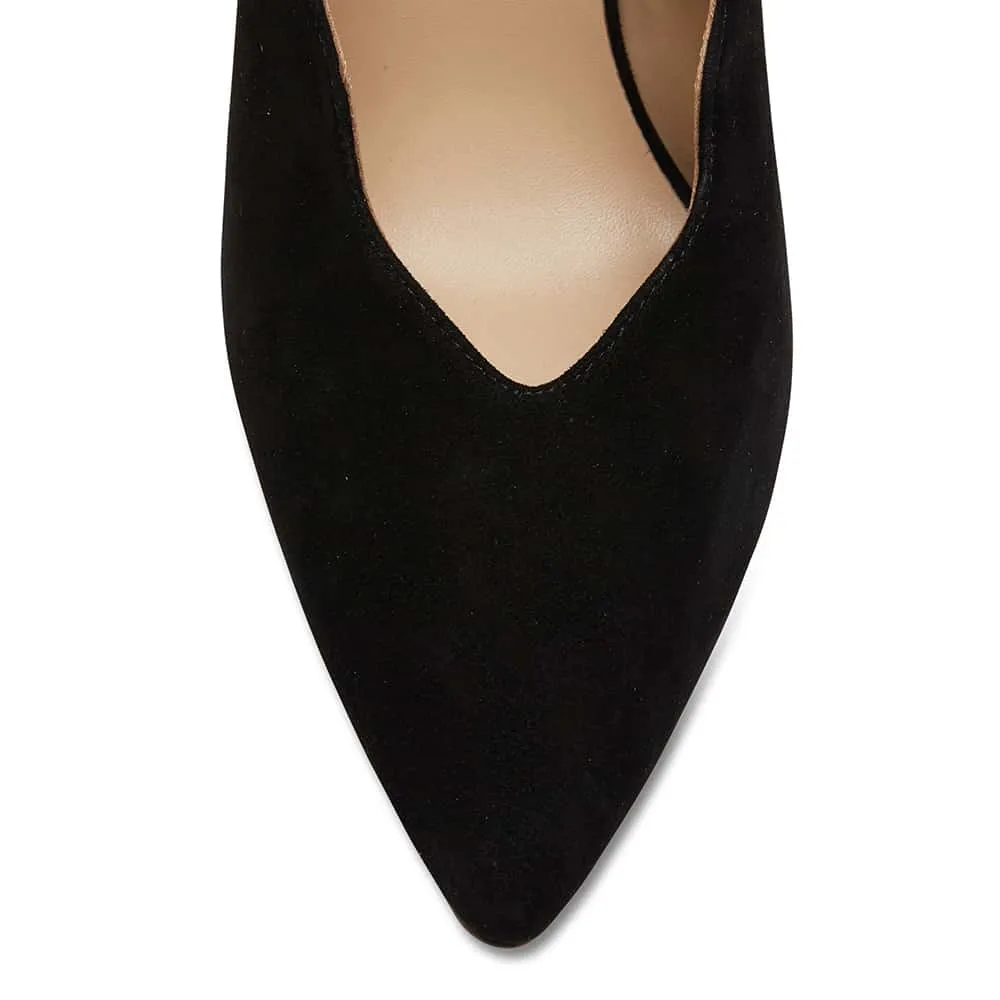 Della Heel in Black Suede