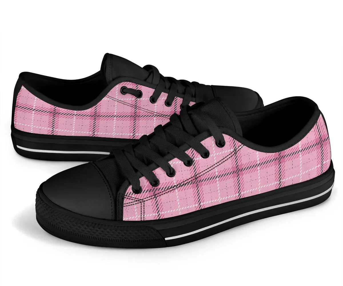 Pink Tartan Black Sole High top Sneakers (EL24)